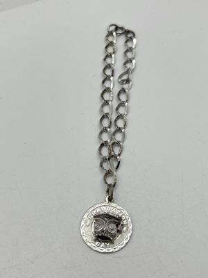 LOT 257J: Sterling Owl "Graduation Day" Charm Bracelet - 7.6 Grams - 7"