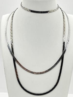 LOT 262J: Sterling Herringbone Italy Necklaces - 39.7 Grams