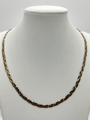 LOT 274J: Sterling Braided Herringbone Tri-Color Chain - 7.5 Grams