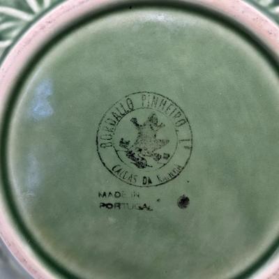 LOT 2K: Bordallo Pinheiro Green Leaf Plate, Sarreguemines France Saucers, Imperial by W. Dalton Small Stoneware Crock, and More Beautiful...