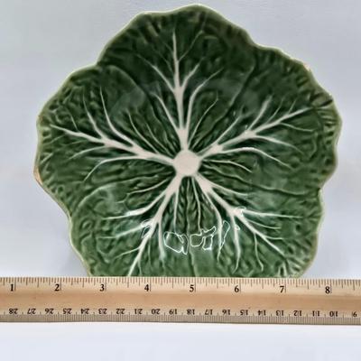 LOT 2K: Bordallo Pinheiro Green Leaf Plate, Sarreguemines France Saucers, Imperial by W. Dalton Small Stoneware Crock, and More Beautiful...