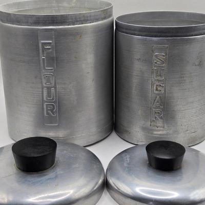 LOT 7K: MCM Vintage Aluminum Kitchen Canisters