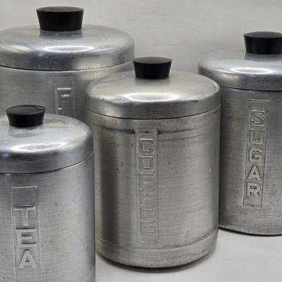 LOT 7K: MCM Vintage Aluminum Kitchen Canisters