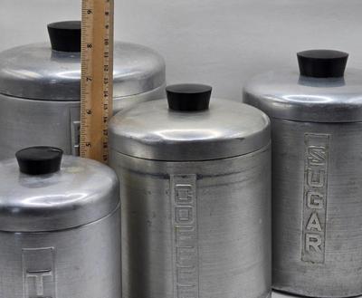 LOT 7K: MCM Vintage Aluminum Kitchen Canisters