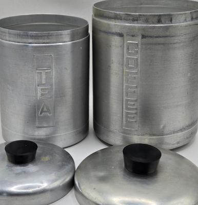 LOT 7K: MCM Vintage Aluminum Kitchen Canisters