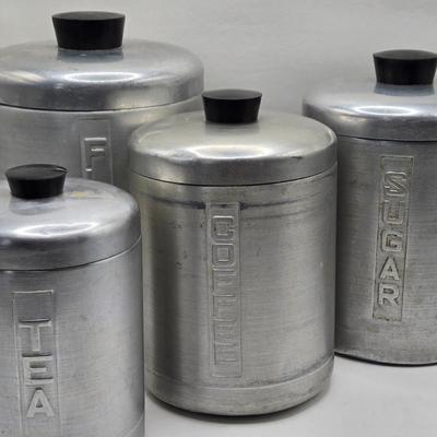 LOT 7K: MCM Vintage Aluminum Kitchen Canisters