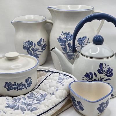 LOT 15K: Vintage Pfaltzgraff Yorktowne Set Including Cannisters, Serving Ware, Glasses, and More