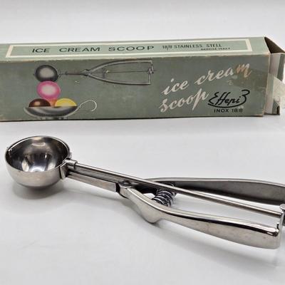 LOT 17K: Vintage MCM Libbey Golden Wheat Glasses, Hazel Atlas Dessert Cups, and Effepi IceCream Scoop (Great For Making the Perfect Size...
