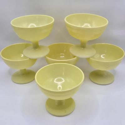 LOT 17K: Vintage MCM Libbey Golden Wheat Glasses, Hazel Atlas Dessert Cups, and Effepi IceCream Scoop (Great For Making the Perfect Size...