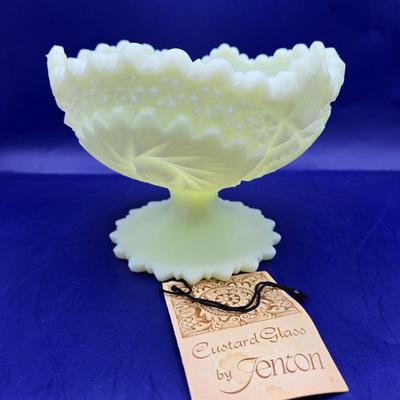 LOT 21K: Fenton Custard Yellow Uranium Glass Pedestal Bowl