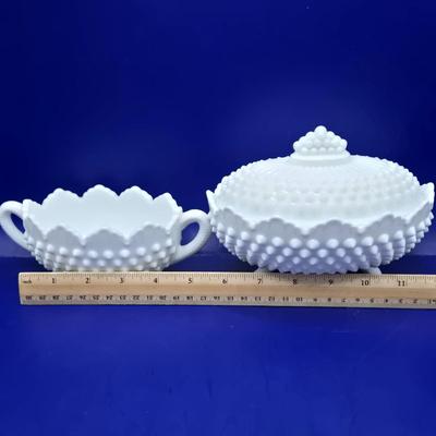 LOT 22K: Vintage Fenton Milk Glass Hobnail Pieces and More