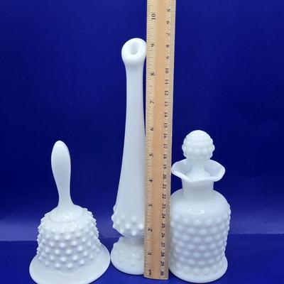 LOT 22K: Vintage Fenton Milk Glass Hobnail Pieces and More