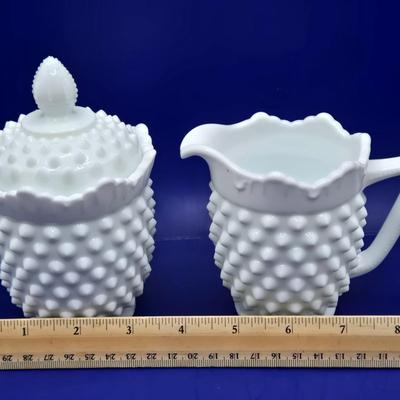 LOT 23K: Multiple Vintage Fenton Milk Glass Hobnail Pieces and More