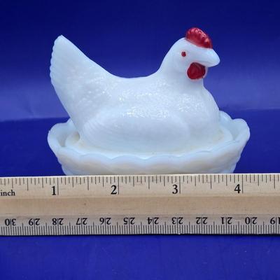 LOT 23K:Variety of Vintage Milk Glass Pieces Including Westmoreland Wicker Edge Salad Plate, Fenton White Hobnail Fairy Light, and More