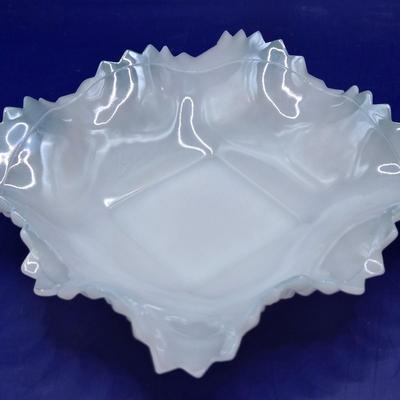 LOT 23K:Variety of Vintage Milk Glass Pieces Including Westmoreland Wicker Edge Salad Plate, Fenton White Hobnail Fairy Light, and More