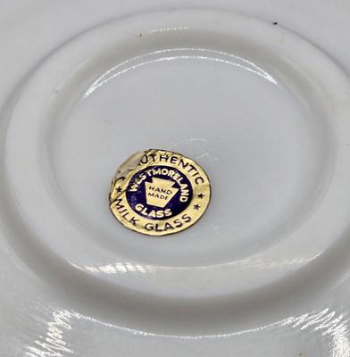 LOT 23K:Variety of Vintage Milk Glass Pieces Including Westmoreland Wicker Edge Salad Plate, Fenton White Hobnail Fairy Light, and More