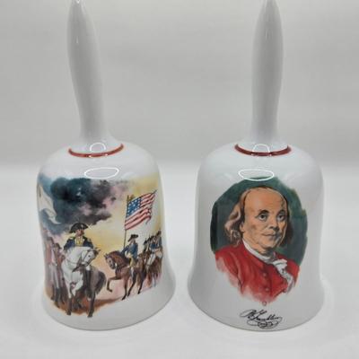 LOT 25D: Let Freedom Ring!! Danbury Mint Bicentennial Bells and Black Metal Bell with Eagle