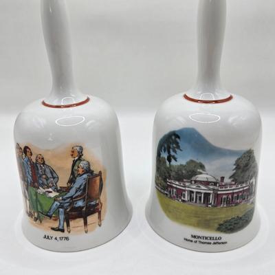 LOT 25D: Let Freedom Ring!! Danbury Mint Bicentennial Bells and Black Metal Bell with Eagle