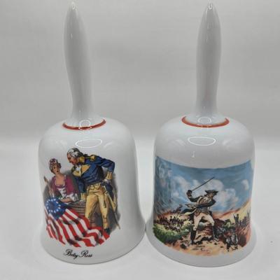 LOT 25D: Let Freedom Ring!! Danbury Mint Bicentennial Bells and Black Metal Bell with Eagle