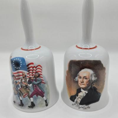 LOT 25D: Let Freedom Ring!! Danbury Mint Bicentennial Bells and Black Metal Bell with Eagle
