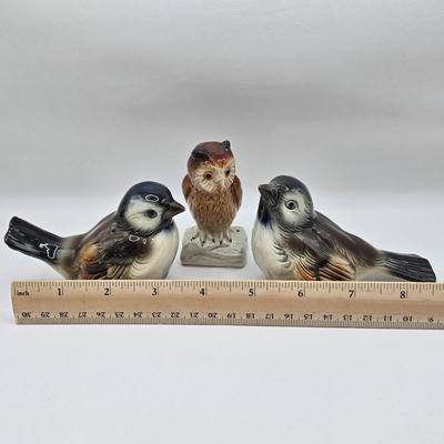 LOT 26D: Pair of Vintage Goebel Sparrows and Goebel Owl