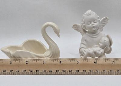 LOT 30D: Punch Z.S. & Co. Bavaria Plate, Porcelain Swan, Porcelain Dogs, Golden Crown E&R Italy Flower, Miniature Porcelain Bird...