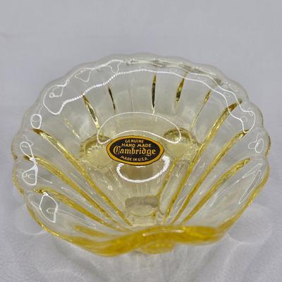 LOT 41D: MCM Vintage Cambridge Footed Shell Trinket Dishes and Salt Cellars with Crystal Shovels