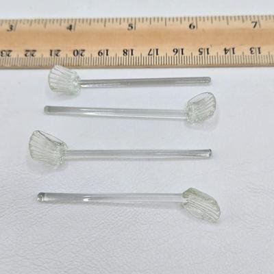 LOT 41D: MCM Vintage Cambridge Footed Shell Trinket Dishes and Salt Cellars with Crystal Shovels