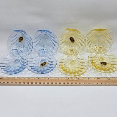 LOT 41D: MCM Vintage Cambridge Footed Shell Trinket Dishes and Salt Cellars with Crystal Shovels