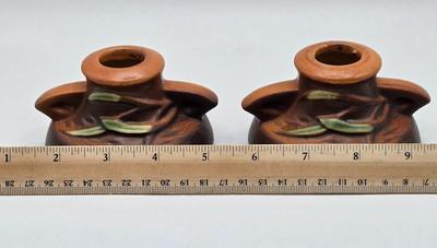 LOT 44D: Vintage Roseville Freesia Bowl and Candle Stick Holders
