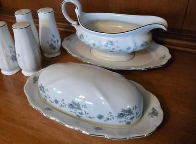LOT 46D: Complete Set of 12 Johann Haviland Bavaria Germany Blue Garland China Including Service Ware