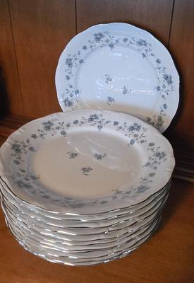 LOT 46D: Complete Set of 12 Johann Haviland Bavaria Germany Blue Garland China Including Service Ware