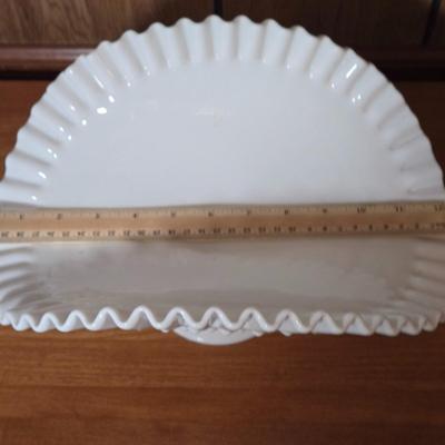 LOT 50M: Vintage Fenton Hobnail Milk Glass Fruit Bowl, Vase, and Candle Holder Bowl