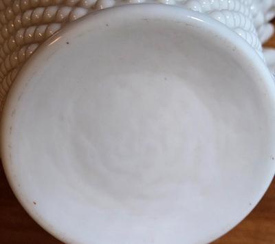 LOT 50M: Vintage Fenton Hobnail Milk Glass Fruit Bowl, Vase, and Candle Holder Bowl