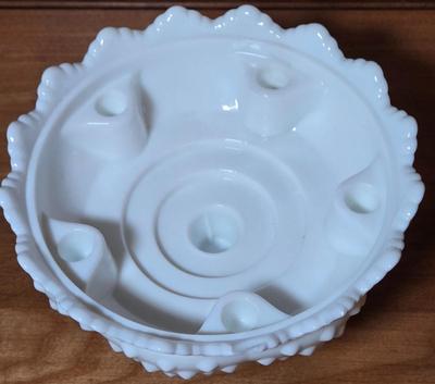 LOT 50M: Vintage Fenton Hobnail Milk Glass Fruit Bowl, Vase, and Candle Holder Bowl