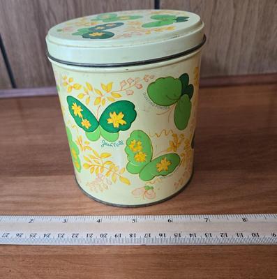 LOT 56M: Vintage Metal Picnic Basket, First Aid Tin, Jean Nate Powder Tin, and More