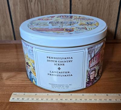 LOT 56M: Vintage Metal Picnic Basket, First Aid Tin, Jean Nate Powder Tin, and More