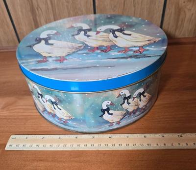 LOT 56M: Vintage Metal Picnic Basket, First Aid Tin, Jean Nate Powder Tin, and More