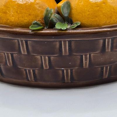LOT 69K: MCM Ceramic Bread Tray, Ceramic Lemons in a Basket, and Ceramic Basket of Eggs