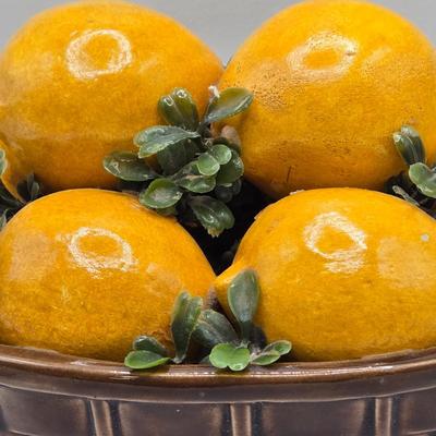 LOT 69K: MCM Ceramic Bread Tray, Ceramic Lemons in a Basket, and Ceramic Basket of Eggs