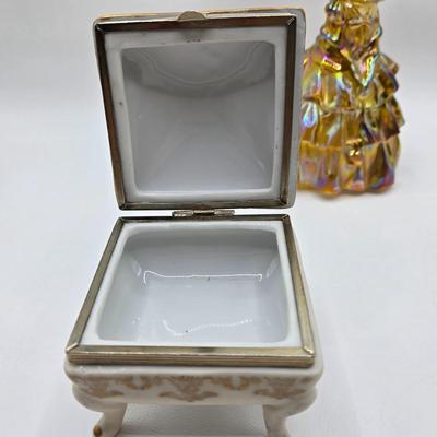 LOT 70D: Stangl Thistle Pattern Serving Plate and Pansy Trinket Dish, Lenox Mugs, Bowl with Heart Cut Out Edge, and Trinket Box, and More