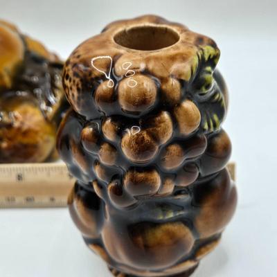 LOT 71K: Vintage Inarco Japan Cornucopia with Matching Candle stick Holders, Holland Mold Cabbage Tureen, and Ceramic Gourd Candle Holder...
