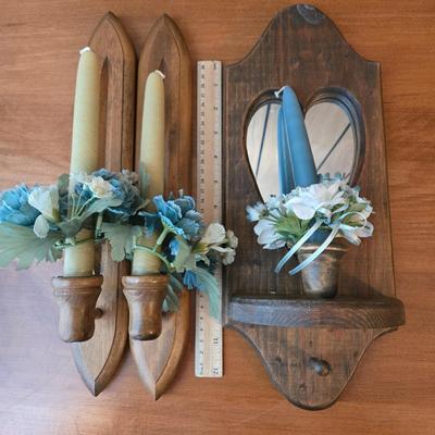 LOT 74D: Cute Country Decor Lot Including Oil Lamp with Black Metal Swing Arm, Wooden Rocking Horse, and More