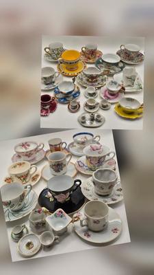 LOT 76X: Beautiful Flower Tea Cups and Saucers/ Many Made in Occupied Japan