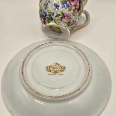 LOT 76X: Beautiful Flower Tea Cups and Saucers/ Many Made in Occupied Japan