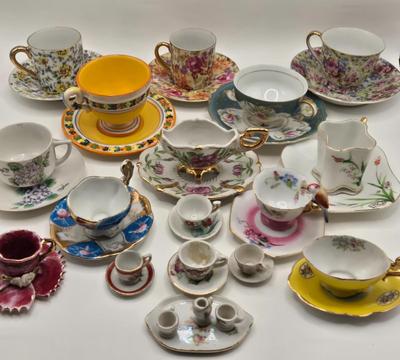 LOT 76X: Beautiful Flower Tea Cups and Saucers/ Many Made in Occupied Japan