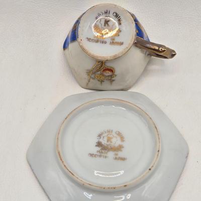 LOT 77X: Variety of Blue and Green & Souvenir Tea Cups and Saucers / Some Made in Occupied Japan