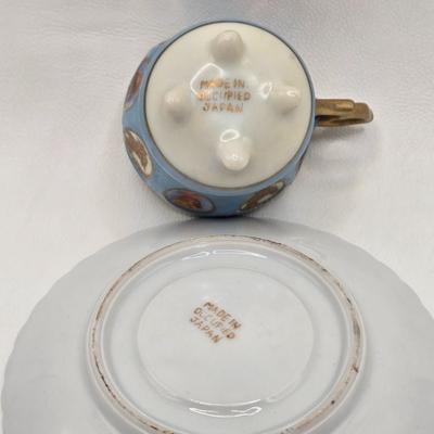 LOT 77X: Variety of Blue and Green & Souvenir Tea Cups and Saucers / Some Made in Occupied Japan