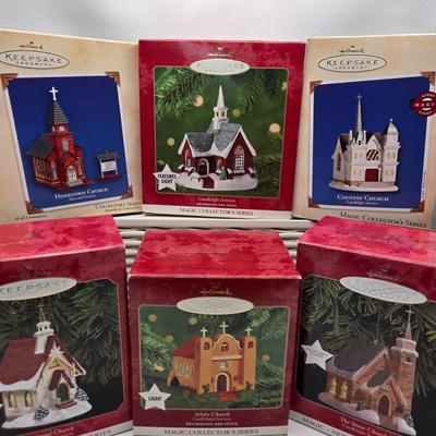 LOT 83X: Multiple Hallmark Keepsake Church Ornaments all with Original Boxes