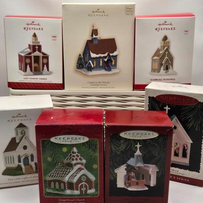 LOT 83X: Multiple Hallmark Keepsake Church Ornaments all with Original Boxes